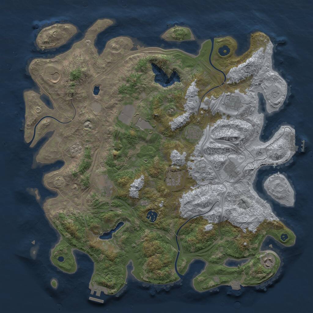 Rust Map: Procedural Map, Size: 4300, Seed: 1339671048, 16 Monuments