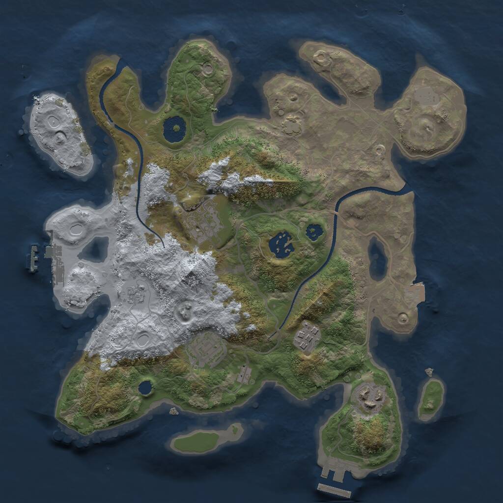 Rust Map: Procedural Map, Size: 3000, Seed: 981352609, 10 Monuments