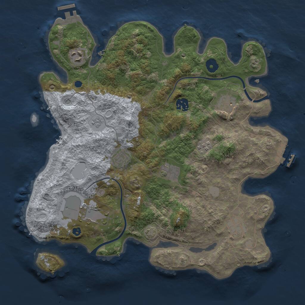 Rust Map: Procedural Map, Size: 3500, Seed: 432882321, 14 Monuments