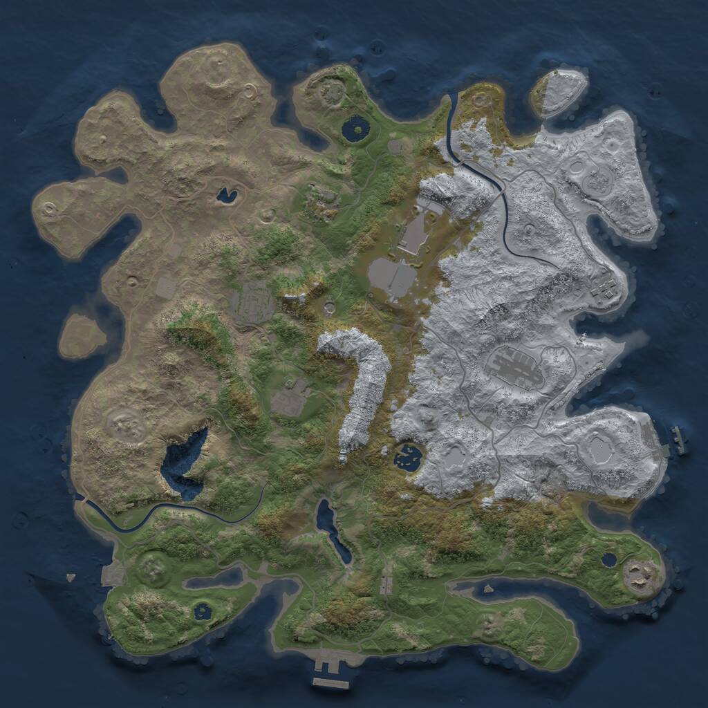 Rust Map: Procedural Map, Size: 4000, Seed: 891074, 14 Monuments