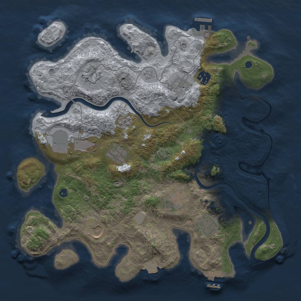 Rust Map: Procedural Map, Size: 3500, Seed: 7075953, 15 Monuments