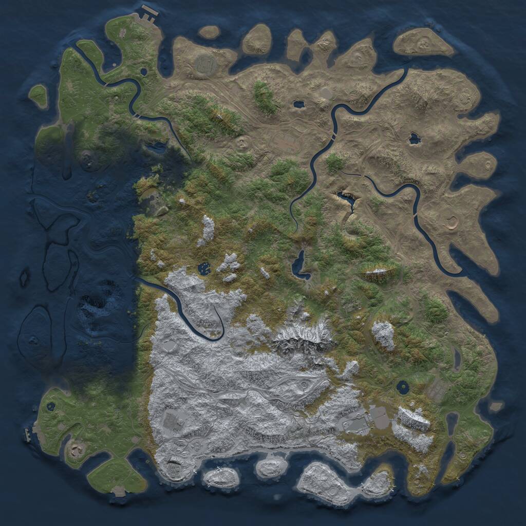 Rust Map: Procedural Map, Size: 6000, Seed: 468769285, 17 Monuments