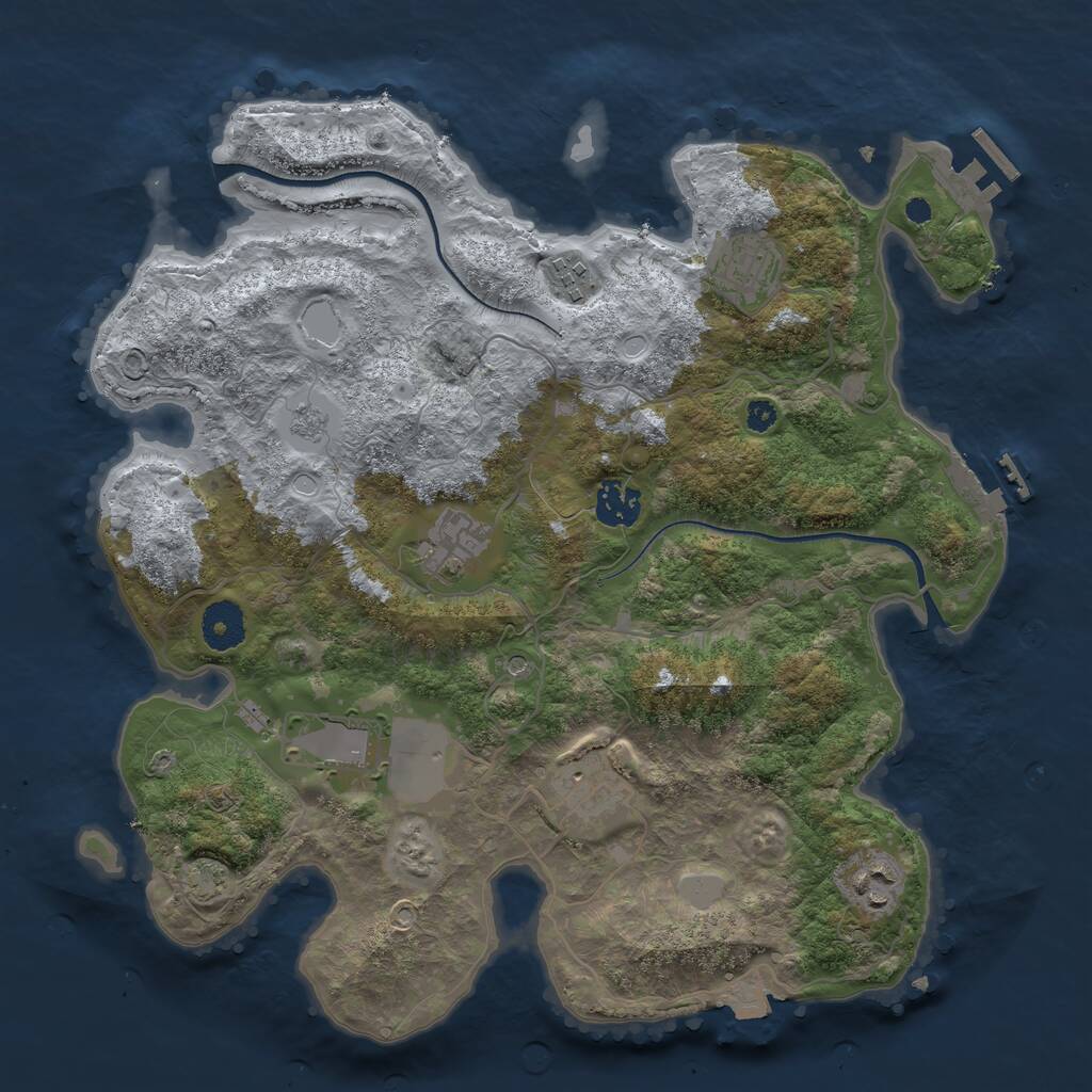 Rust Map: Procedural Map, Size: 3500, Seed: 960531279, 13 Monuments