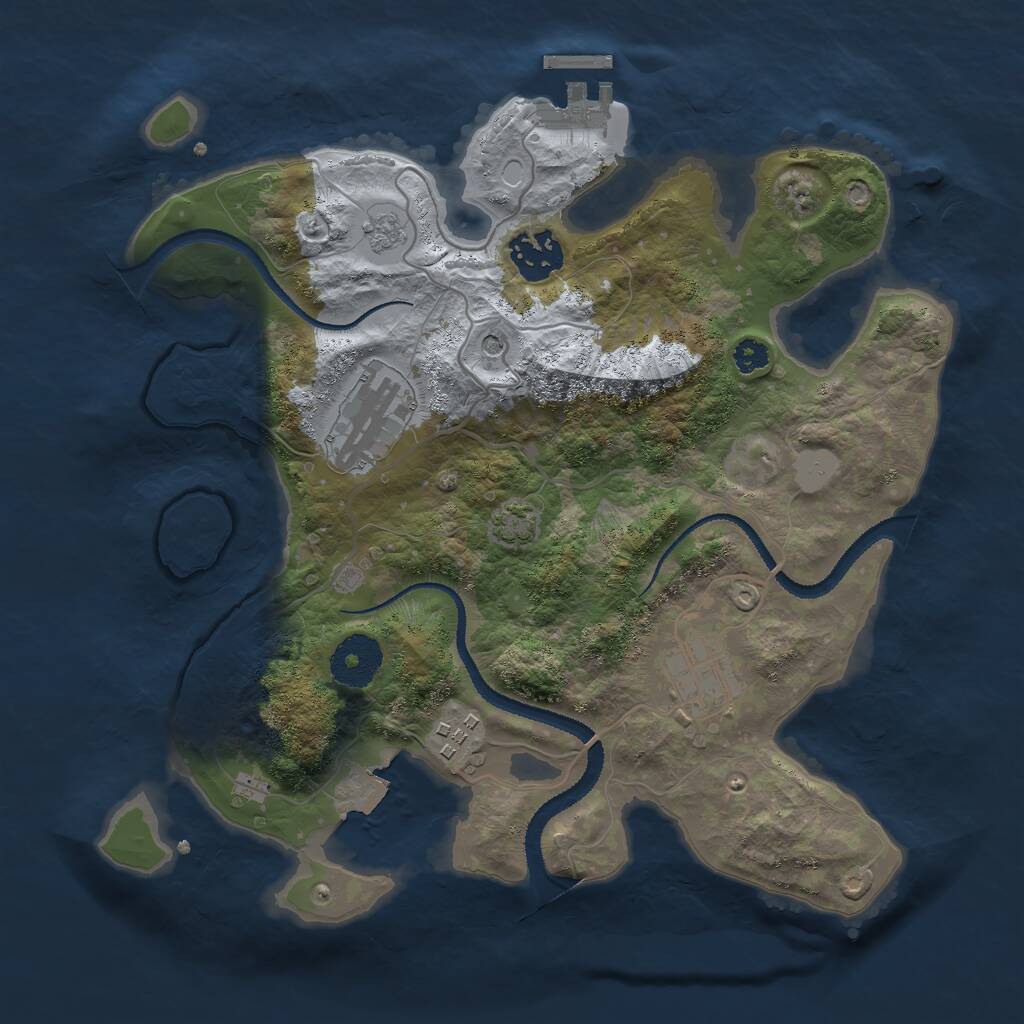 Rust Map: Procedural Map, Size: 3000, Seed: 437221301, 9 Monuments