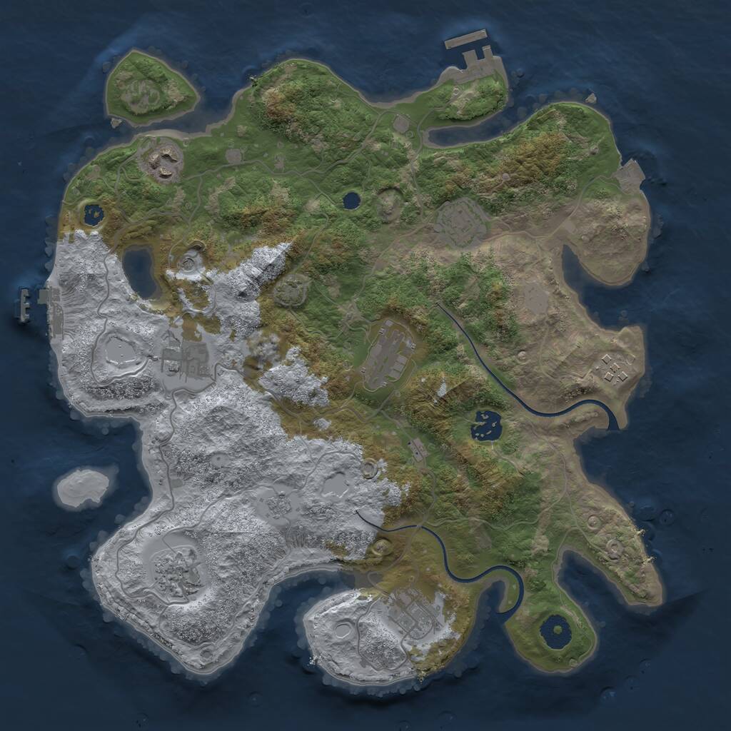 Rust Map: Procedural Map, Size: 3450, Seed: 83415, 14 Monuments