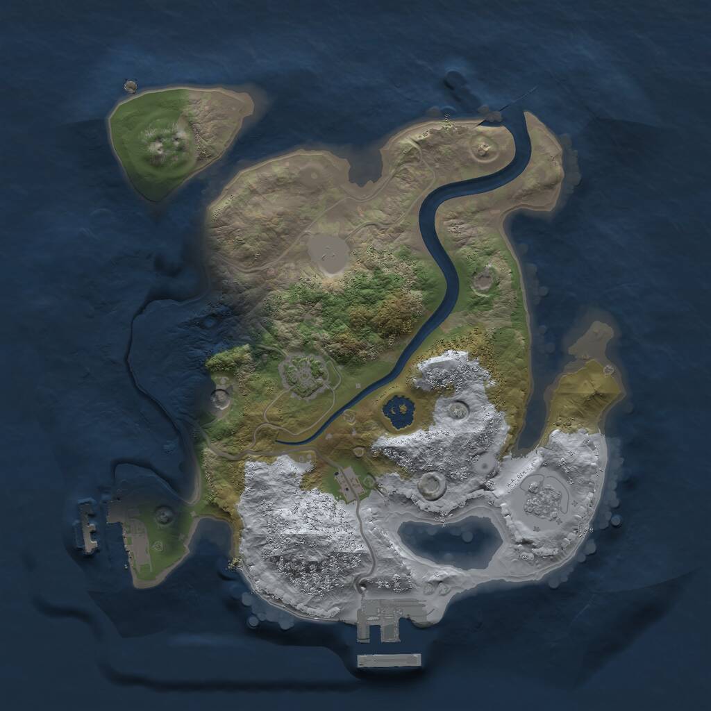 Rust Map: Procedural Map, Size: 2250, Seed: 1836586087, 8 Monuments