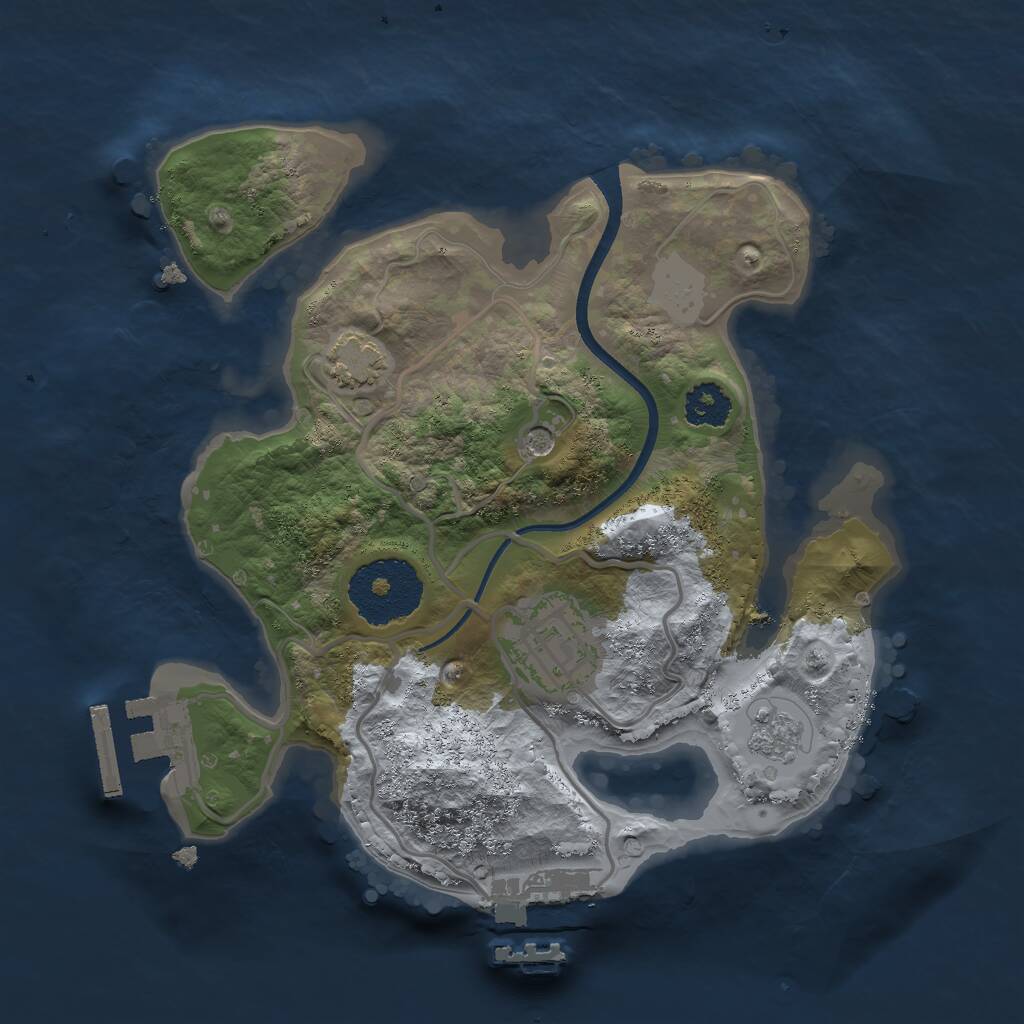 Rust Map: Procedural Map, Size: 2250, Seed: 1836586087, 7 Monuments