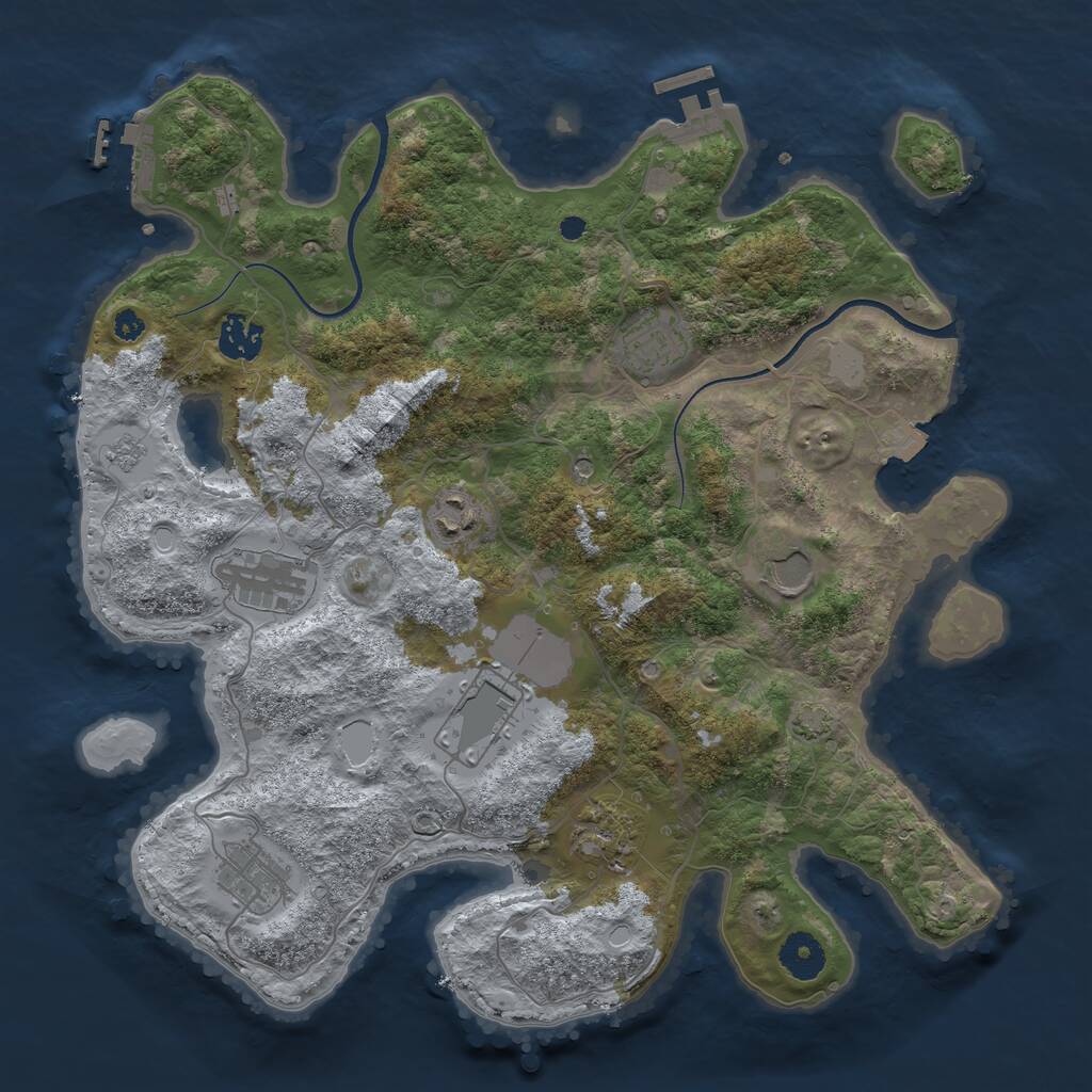 Rust Map: Procedural Map, Size: 3600, Seed: 83415, 16 Monuments