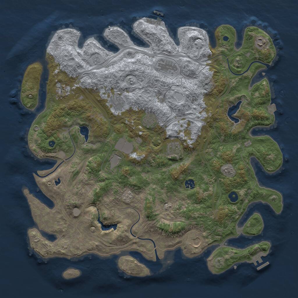 Rust Map: Procedural Map, Size: 4500, Seed: 946762880, 16 Monuments