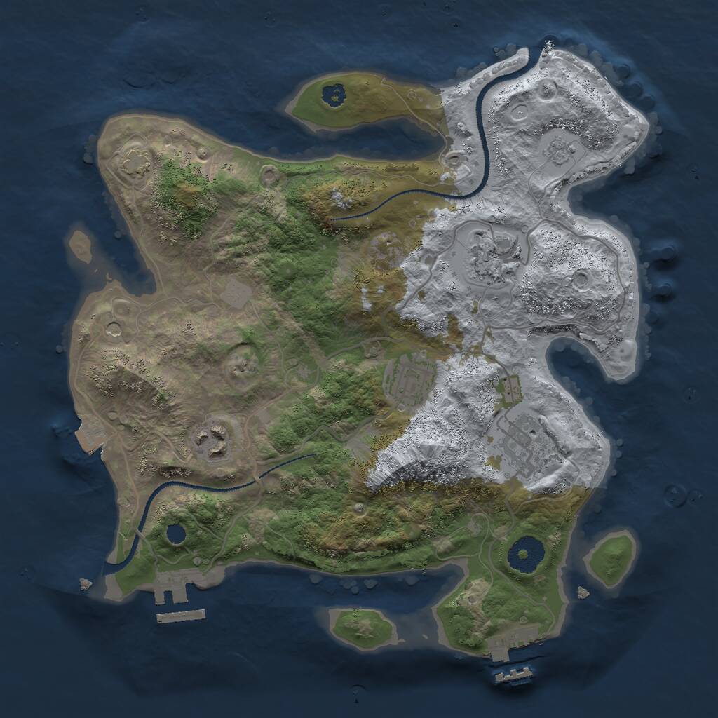 Rust Map: Procedural Map, Size: 3000, Seed: 53175, 10 Monuments