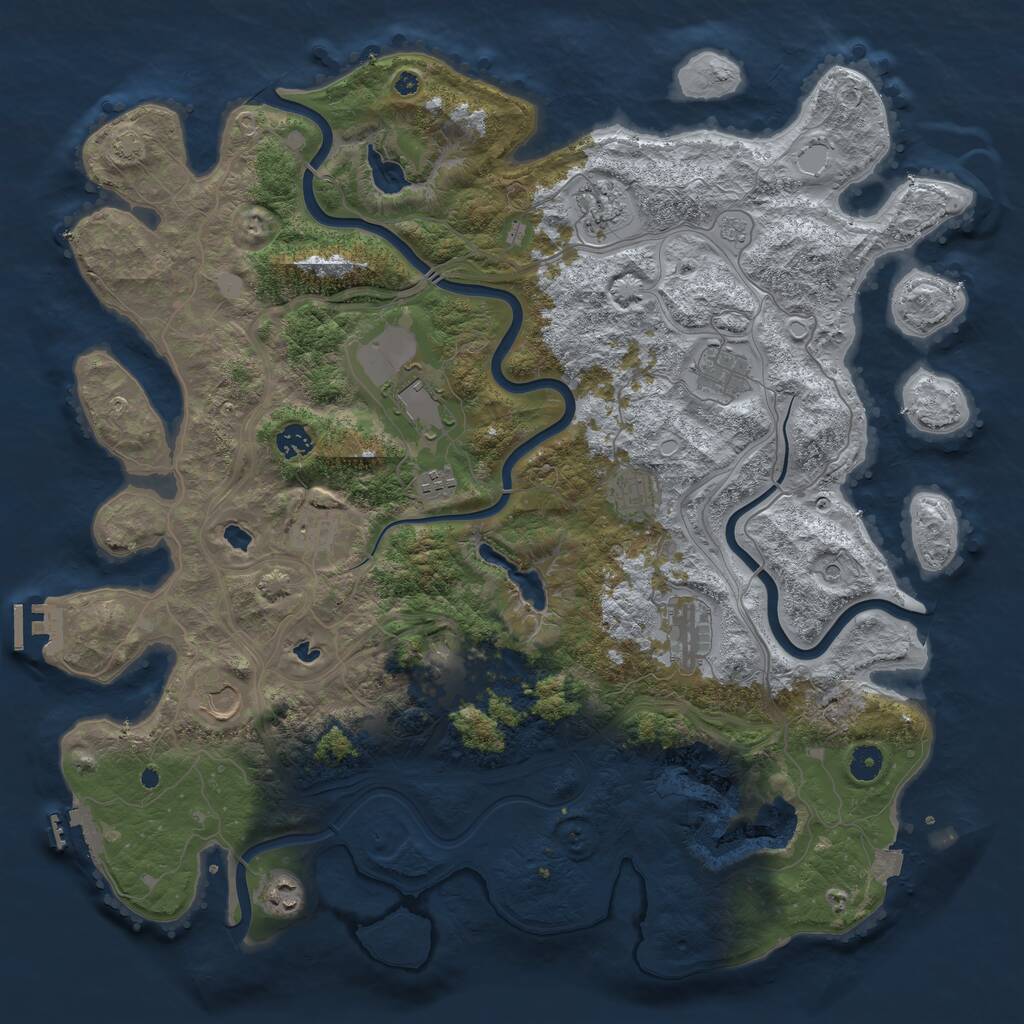 Rust Map: Procedural Map, Size: 4500, Seed: 878157643, 17 Monuments