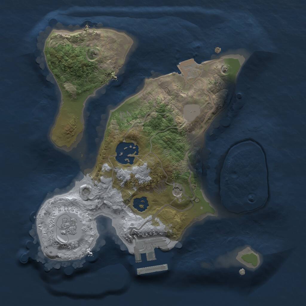 Rust Map: Procedural Map, Size: 2000, Seed: 1863403836, 5 Monuments