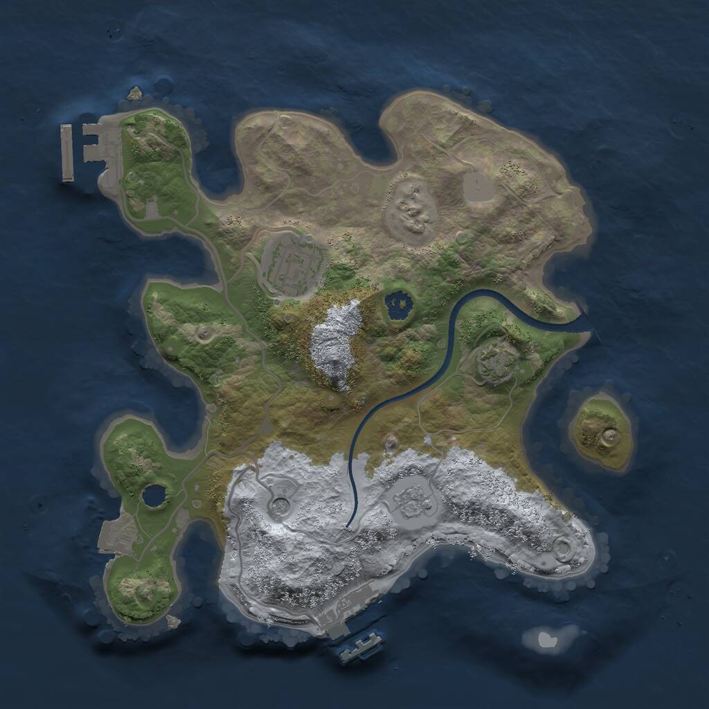 Rust Map: Procedural Map, Size: 2500, Seed: 185495545, 7 Monuments