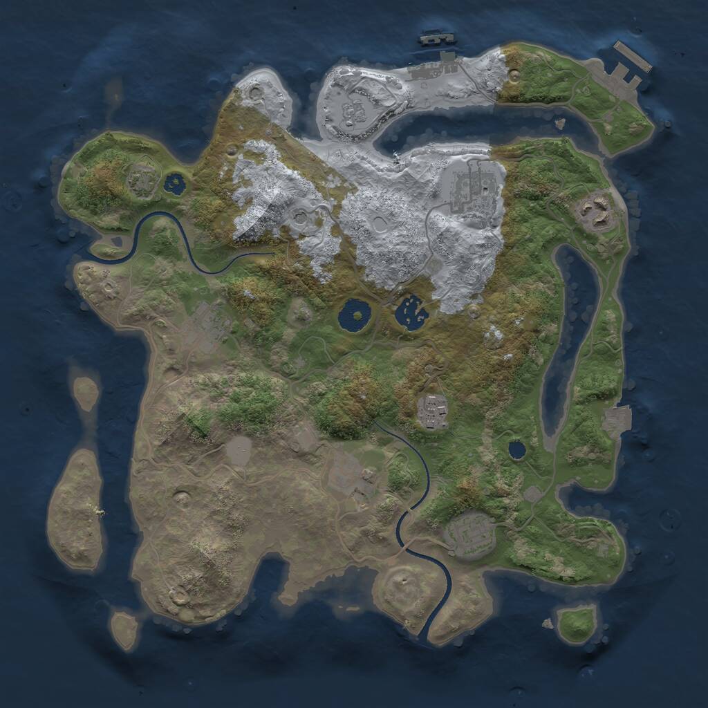 Rust Map: Procedural Map, Size: 3300, Seed: 1266999083, 13 Monuments