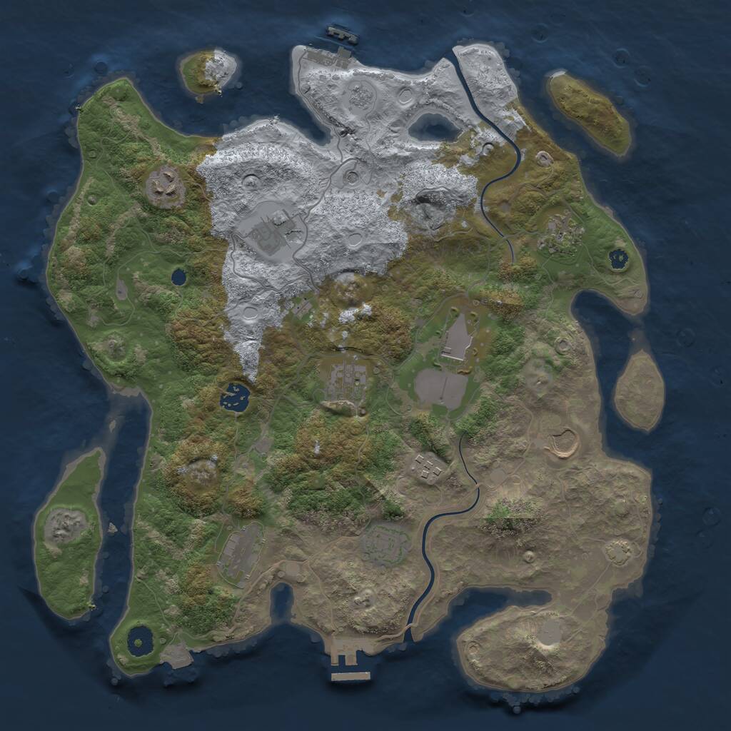 Rust Map: Procedural Map, Size: 3800, Seed: 1485779057, 16 Monuments