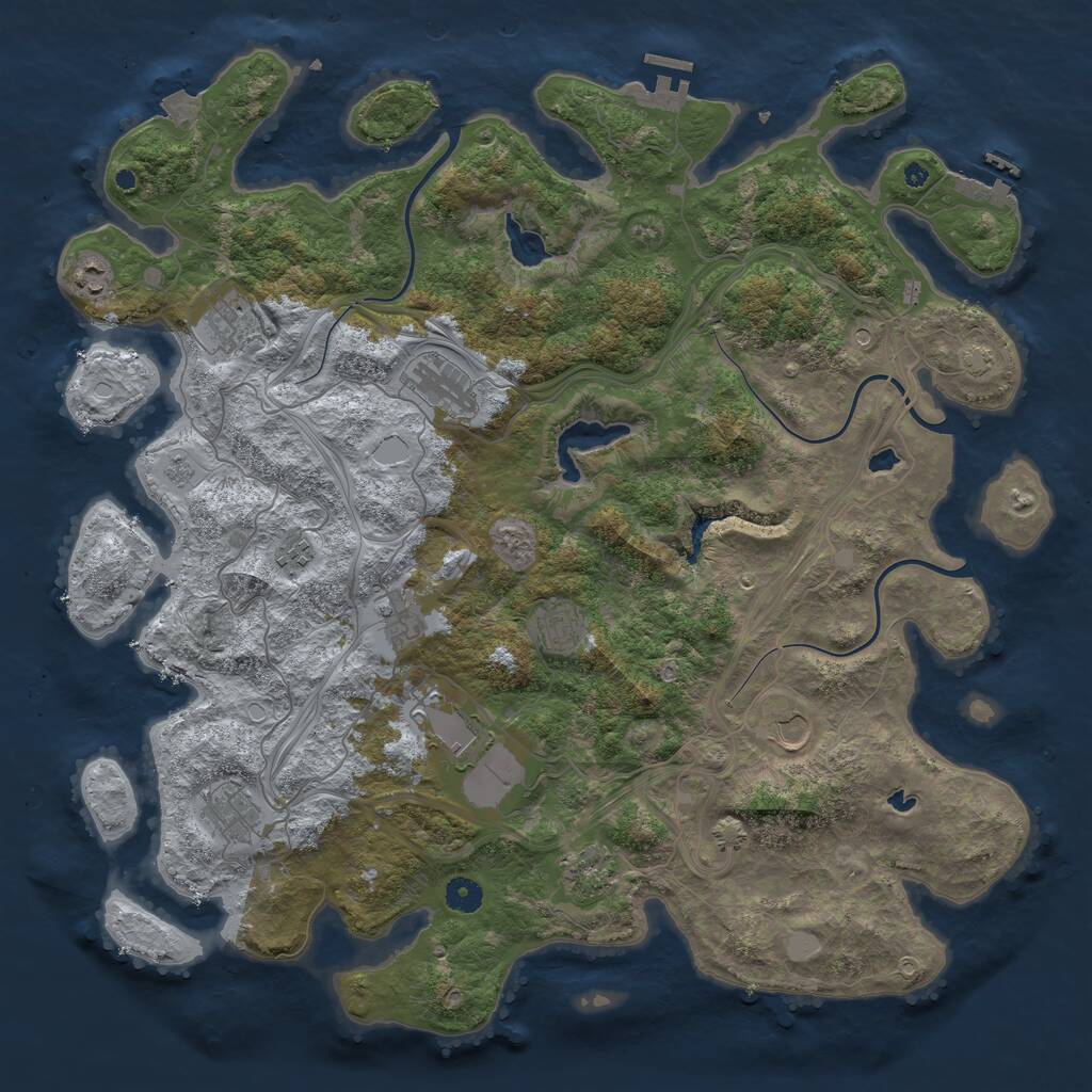 Rust Map: Procedural Map, Size: 4500, Seed: 224641547, 16 Monuments