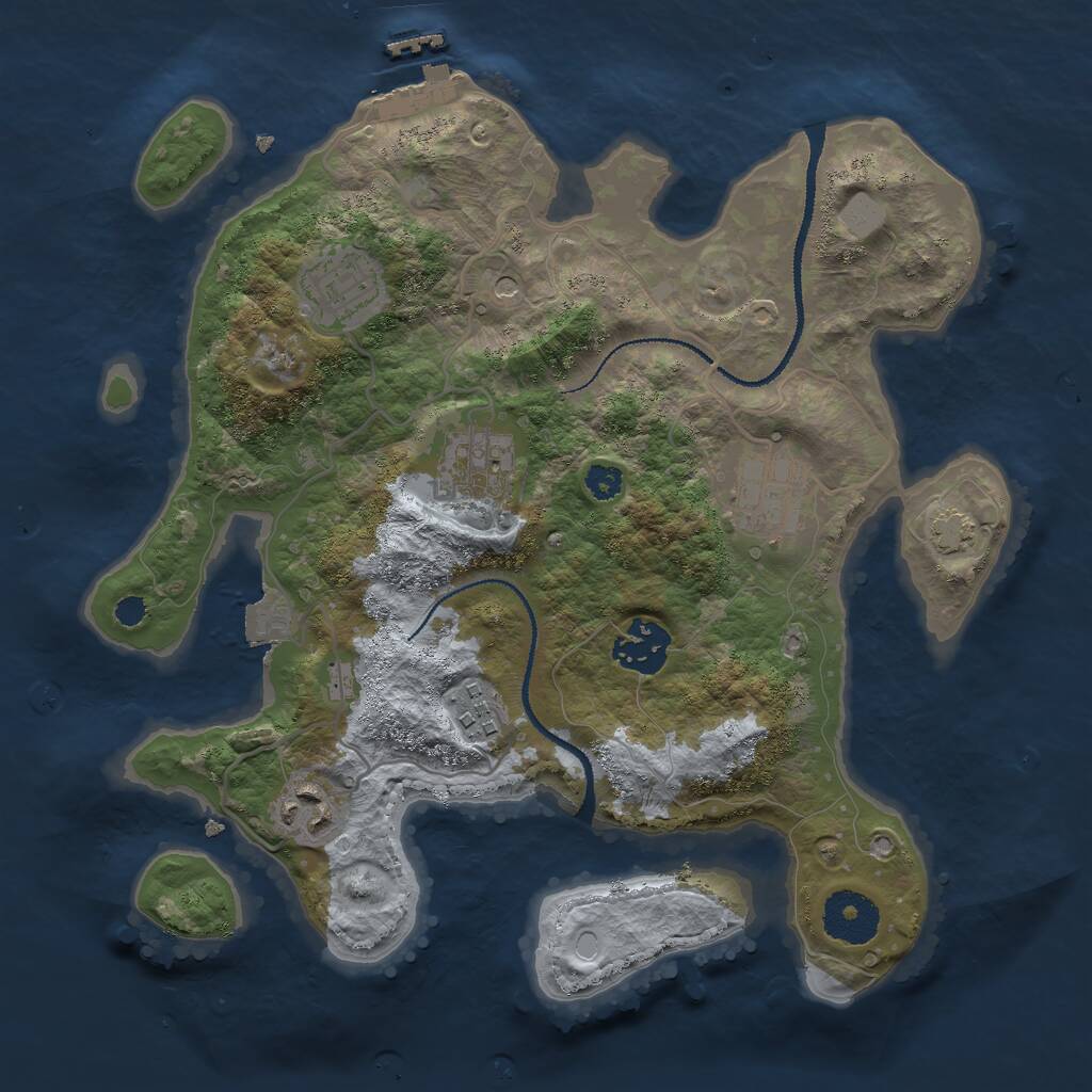 Rust Map: Procedural Map, Size: 3000, Seed: 1061681077, 10 Monuments