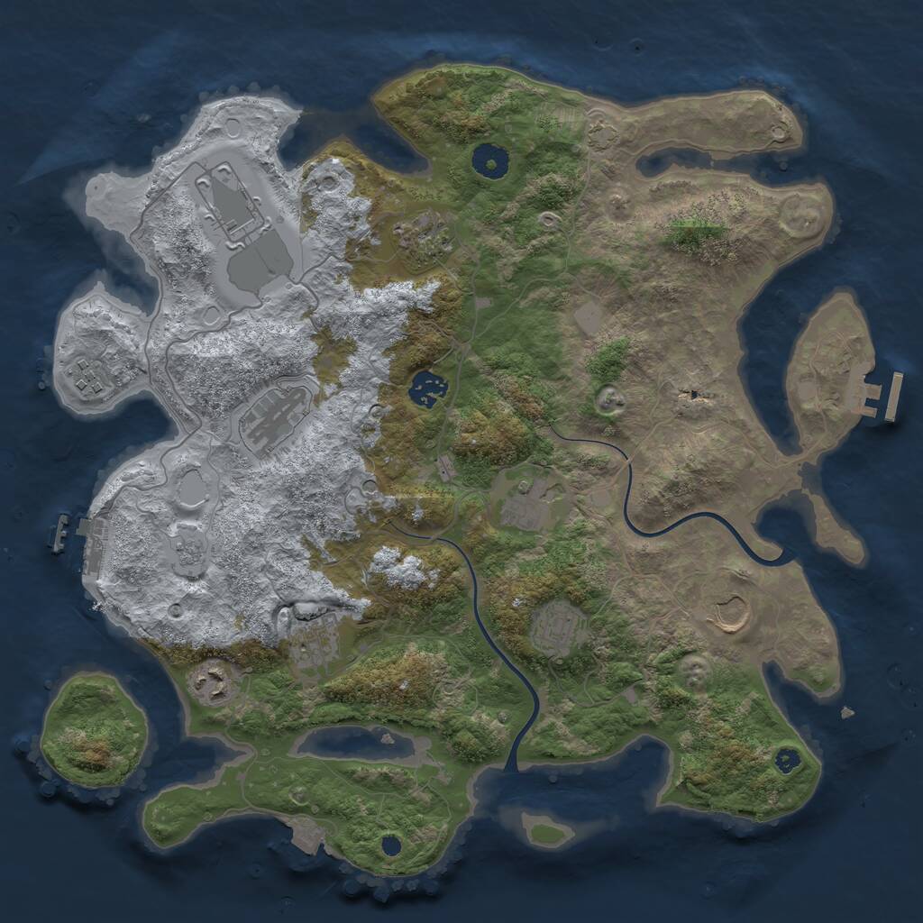 Rust Map: Procedural Map, Size: 3800, Seed: 340105055, 16 Monuments