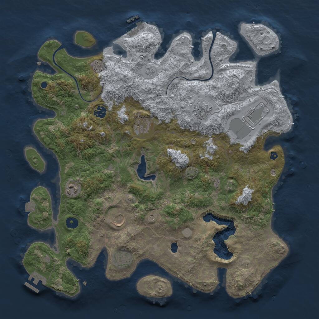 Rust Map: Procedural Map, Size: 4000, Seed: 399273641, 14 Monuments