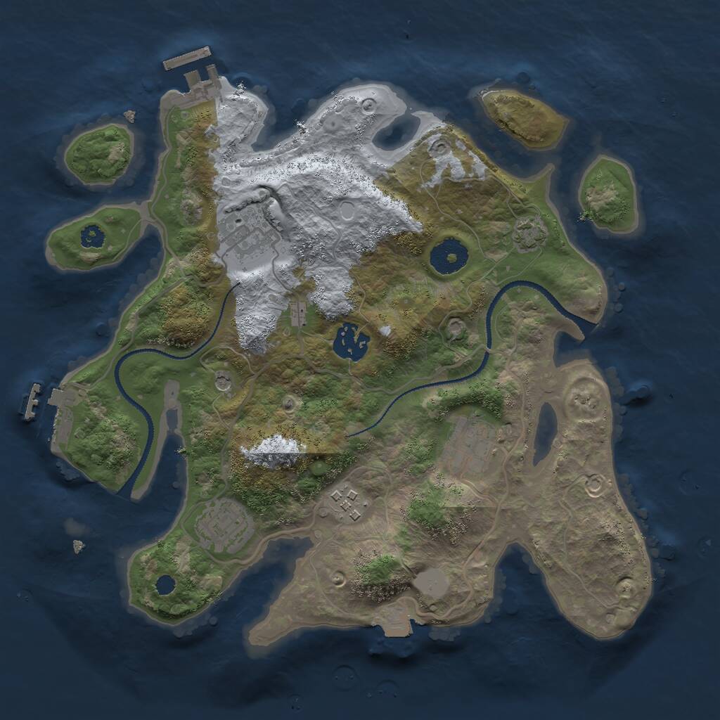 Rust Map: Procedural Map, Size: 3000, Seed: 65522, 10 Monuments