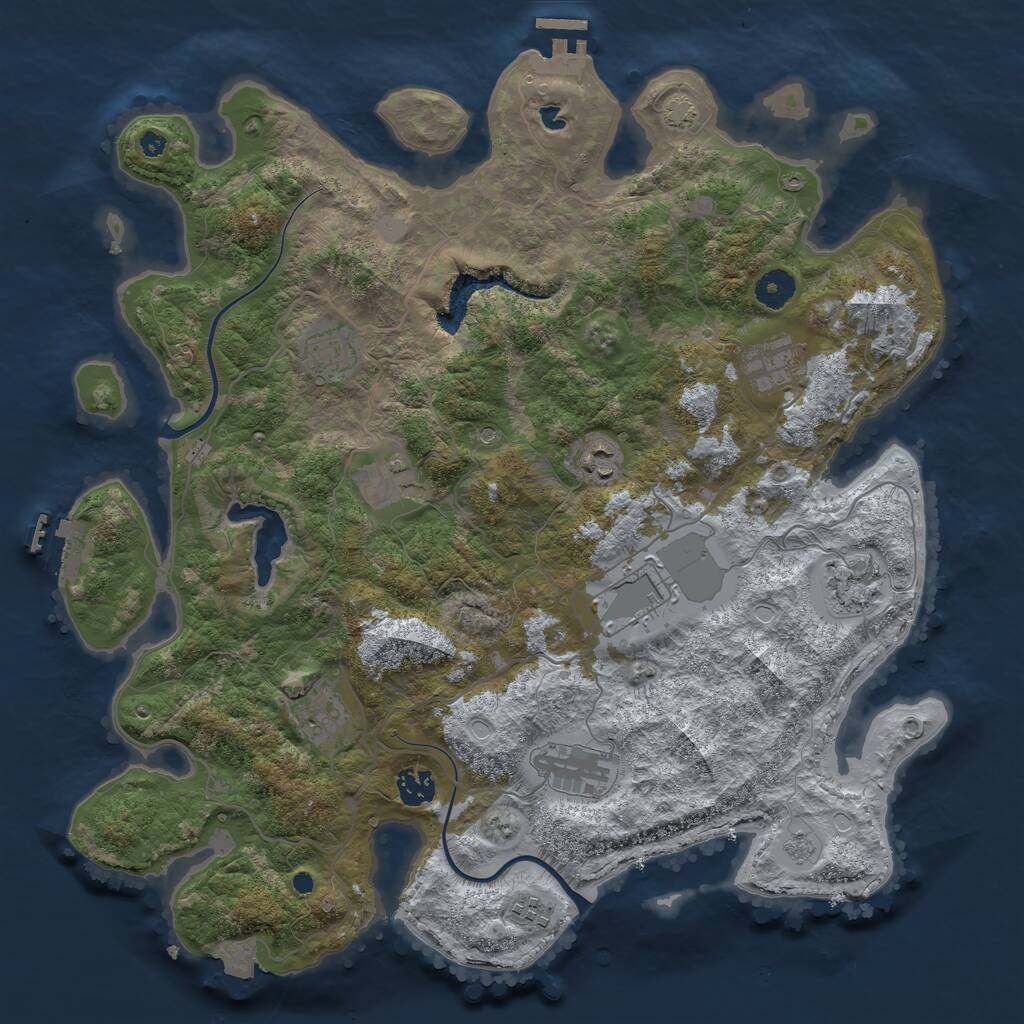 Rust Map: Procedural Map, Size: 4000, Seed: 659704106, 16 Monuments