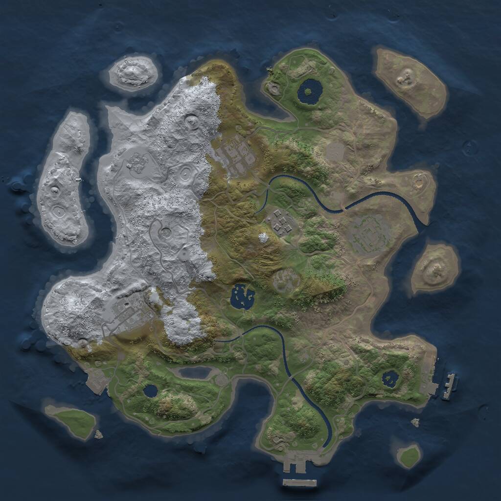 Rust Map: Procedural Map, Size: 3000, Seed: 845630799, 10 Monuments