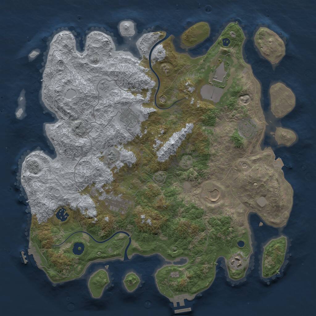 Rust Map: Procedural Map, Size: 3850, Seed: 37687, 14 Monuments