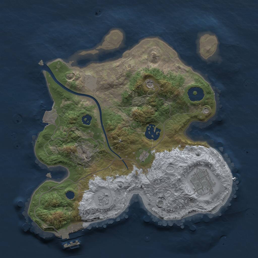 Rust Map: Procedural Map, Size: 2500, Seed: 37393736, 6 Monuments