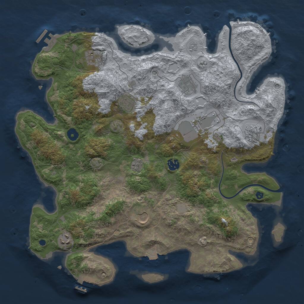 Rust Map: Procedural Map, Size: 3878, Seed: 2086067500, 15 Monuments