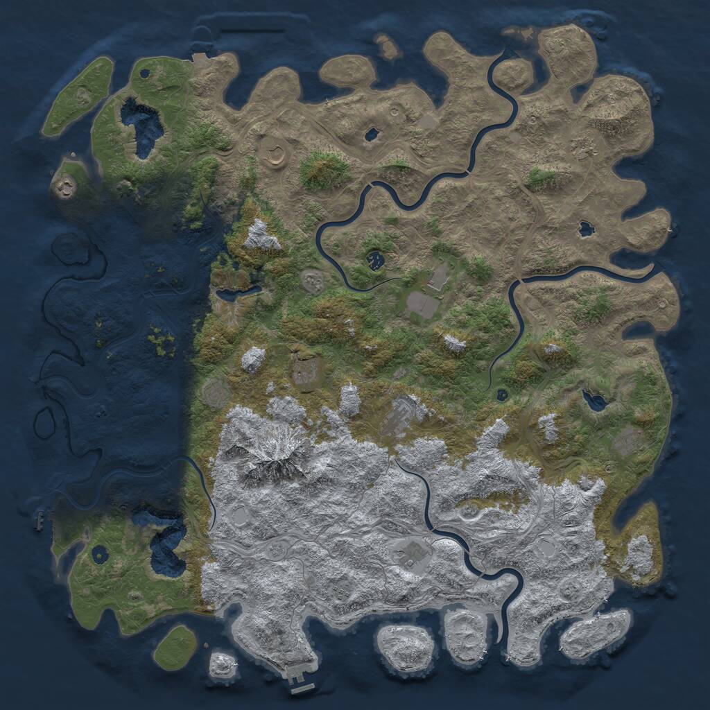 Rust Map: Procedural Map, Size: 6000, Seed: 197660764, 17 Monuments