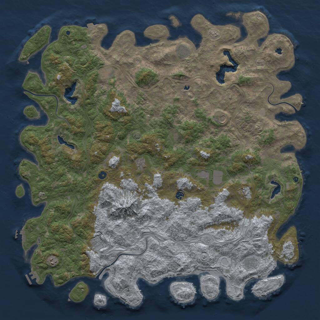 Rust Map: Procedural Map, Size: 6000, Seed: 197660764, 17 Monuments