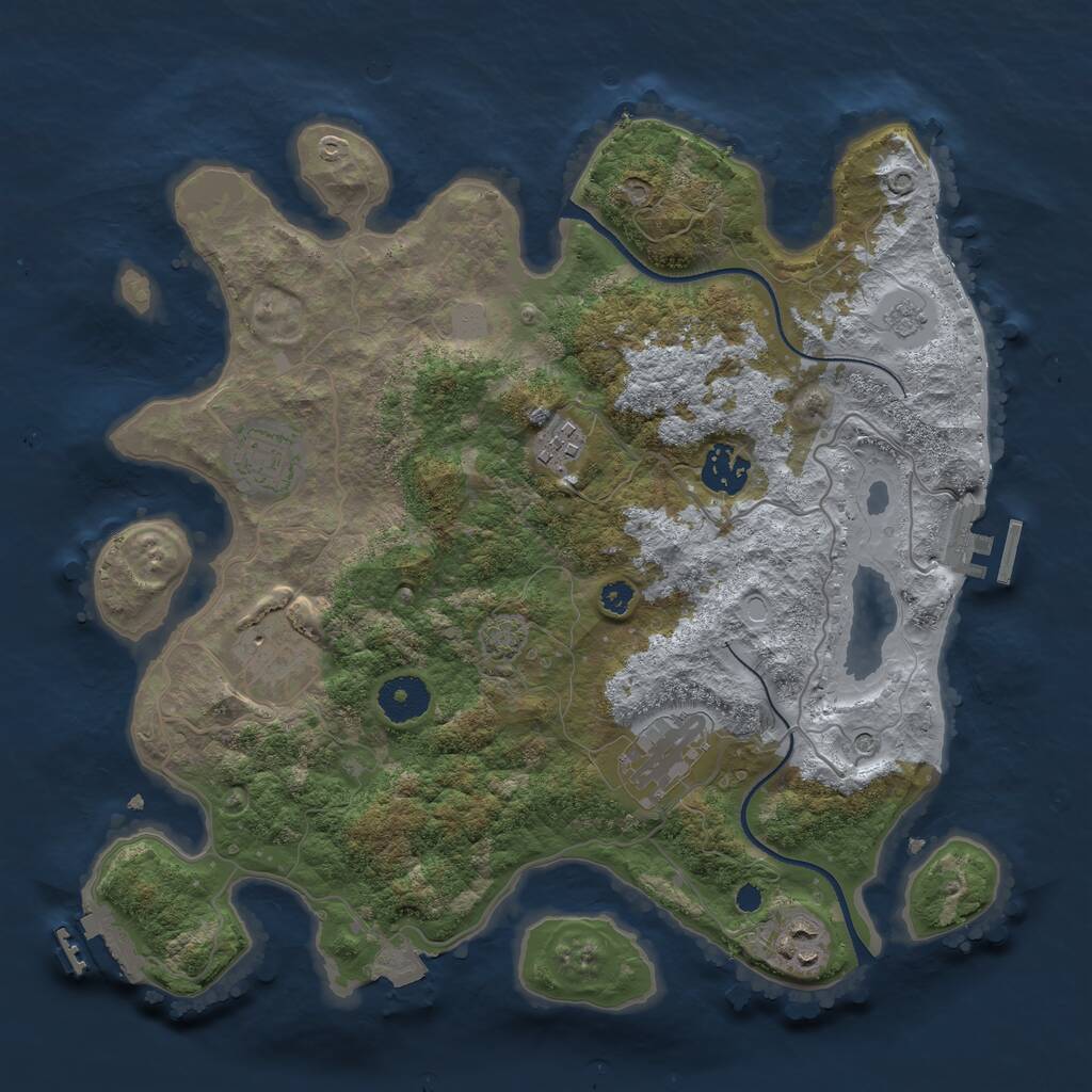 Rust Map: Procedural Map, Size: 3400, Seed: 61235, 12 Monuments