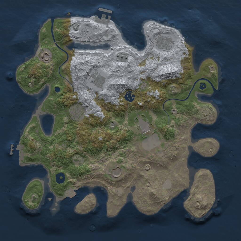 Rust Map: Procedural Map, Size: 3500, Seed: 716923827, 14 Monuments