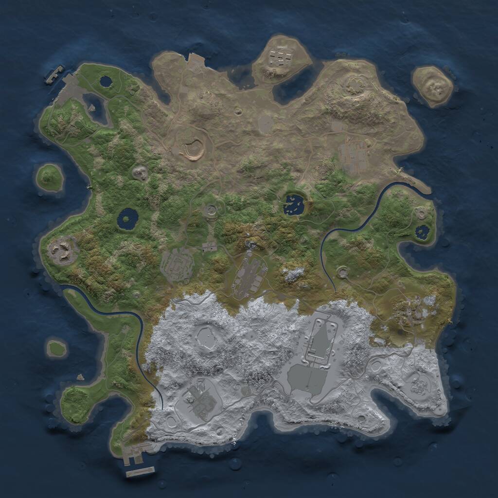 Rust Map: Procedural Map, Size: 3500, Seed: 1512395169, 16 Monuments