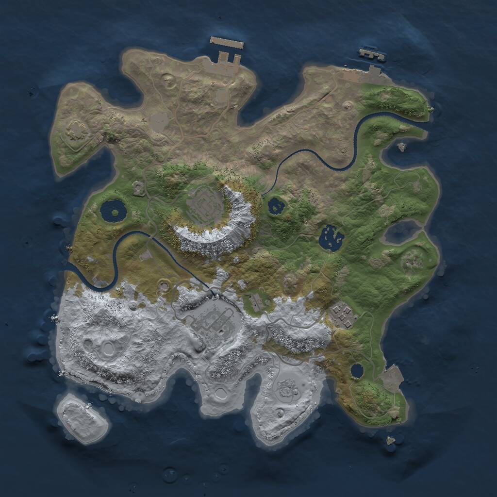 Rust Map: Procedural Map, Size: 3000, Seed: 502128212, 9 Monuments