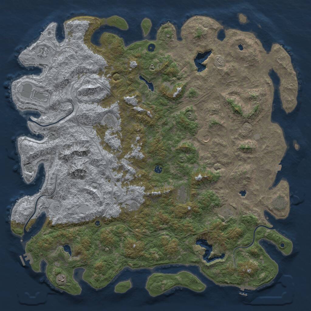 Rust Map: Procedural Map, Size: 6000, Seed: 1226247992, 17 Monuments