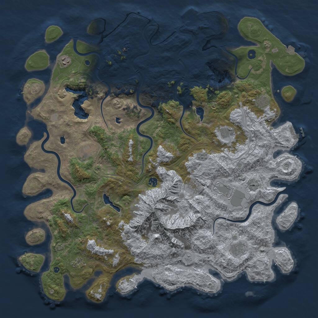 Rust Map: Procedural Map, Size: 5300, Seed: 32254566, 16 Monuments