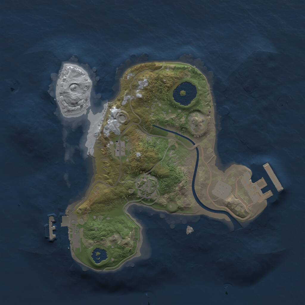 Rust Map: Procedural Map, Size: 2000, Seed: 50005, 4 Monuments