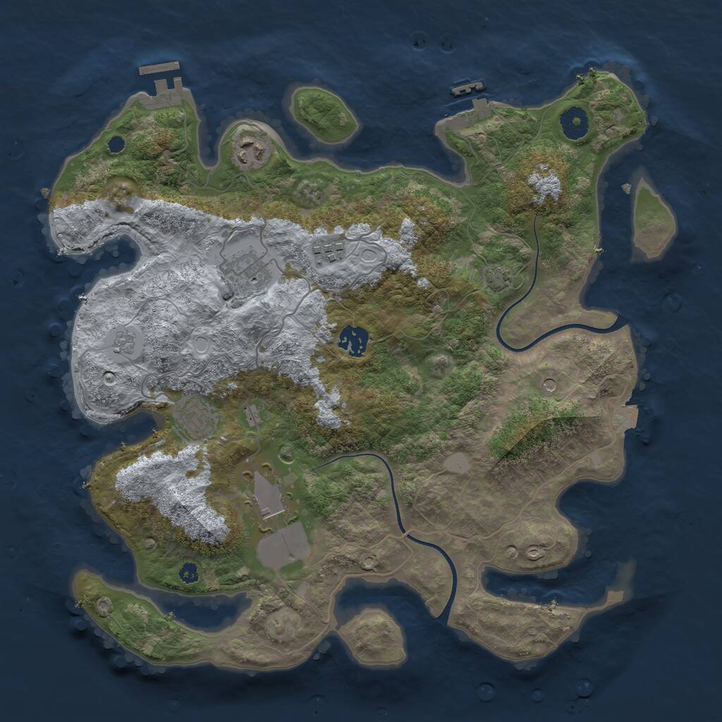 Rust Map: Procedural Map, Size: 3600, Seed: 22210, 12 Monuments