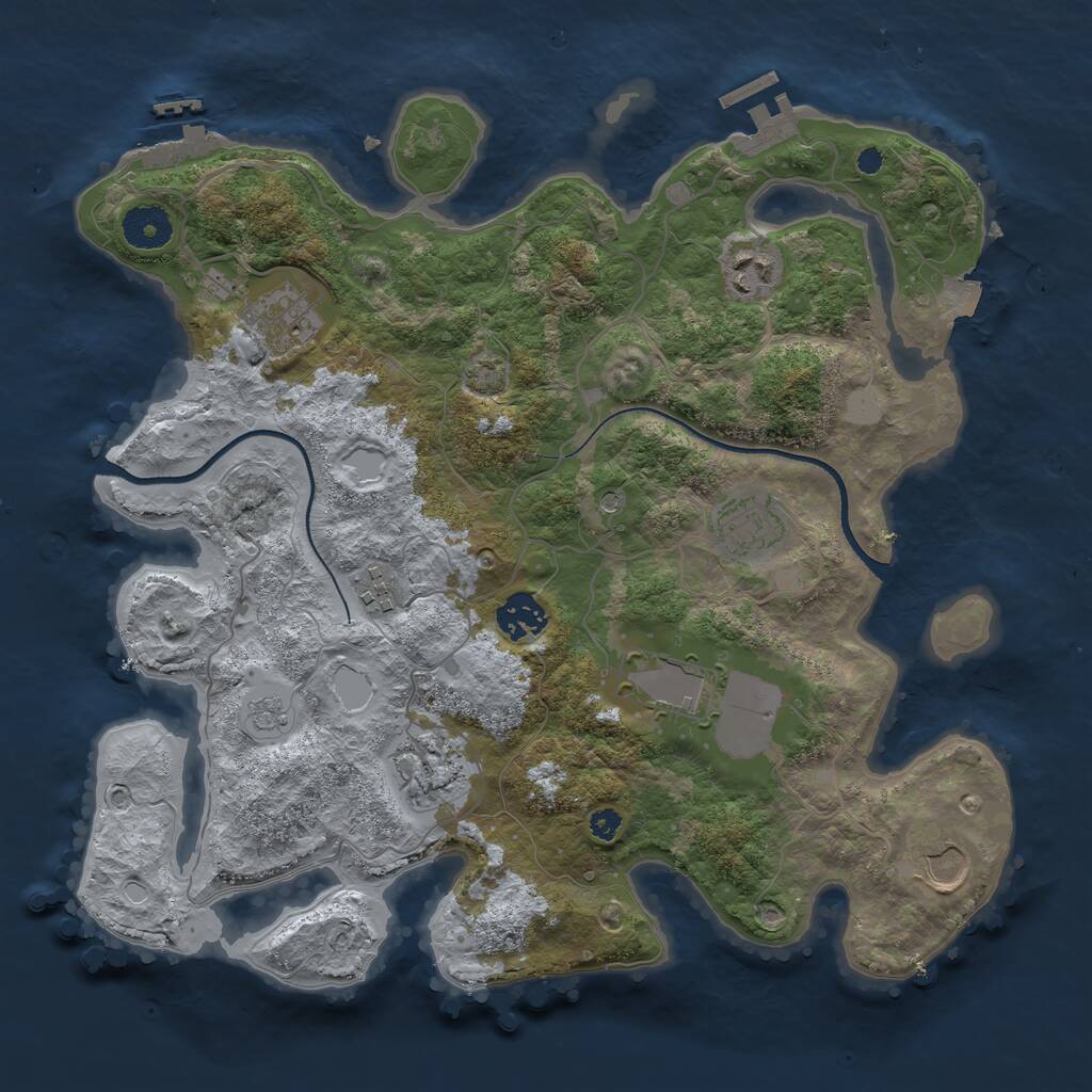 Rust Map: Procedural Map, Size: 3500, Seed: 49986, 14 Monuments