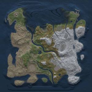 Thumbnail Rust Map: Procedural Map, Size: 3750, Seed: 3701864, 15 Monuments