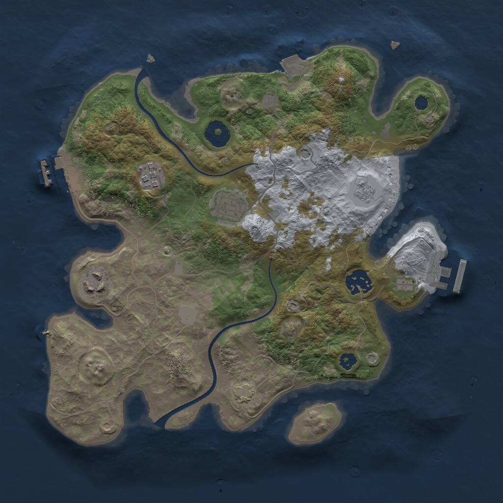 Rust Map: Procedural Map, Size: 3000, Seed: 6688, 10 Monuments