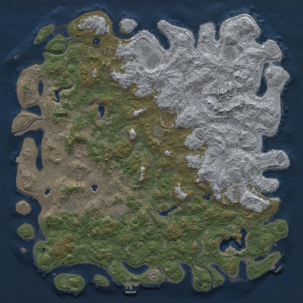 Rust Map: Procedural Map, Size: 6000, Seed: 6741, 17 Monuments