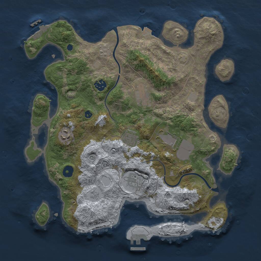 Rust Map: Procedural Map, Size: 3500, Seed: 370911970, 13 Monuments