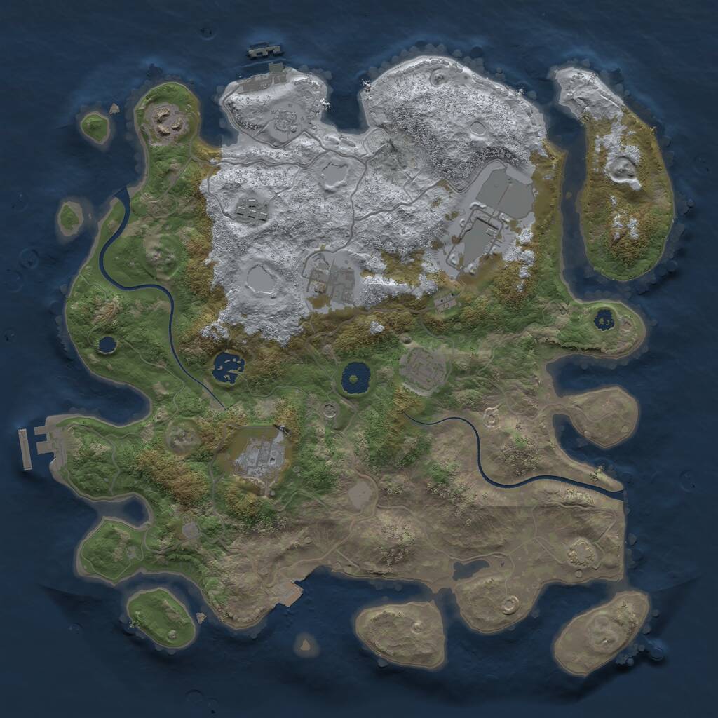 Rust Map: Procedural Map, Size: 3500, Seed: 1082781381, 13 Monuments