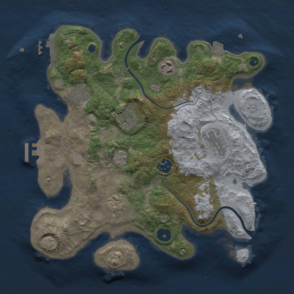 Rust Map: Procedural Map, Size: 3200, Seed: 392820725, 13 Monuments