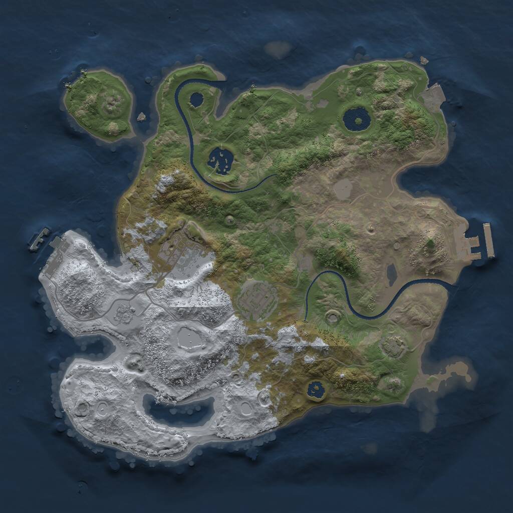 Rust Map: Procedural Map, Size: 3000, Seed: 987951, 8 Monuments