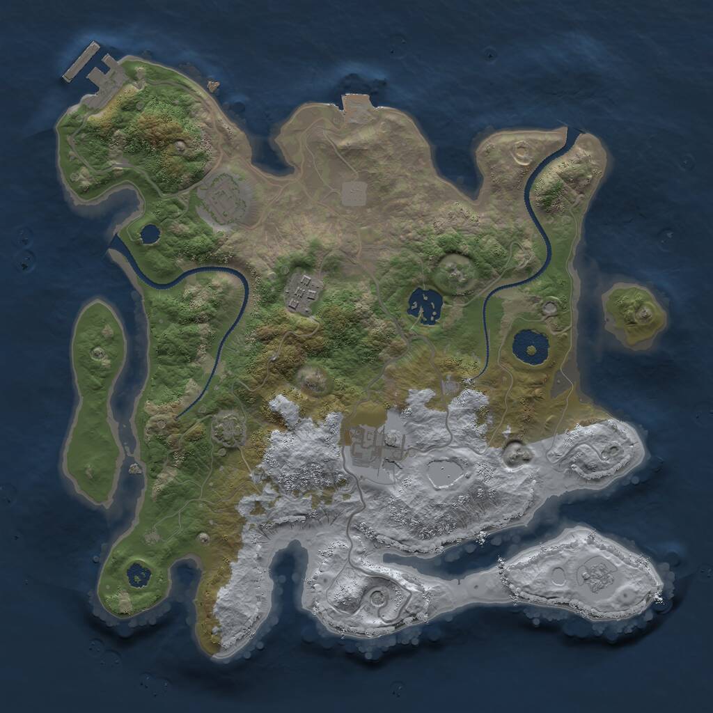 Rust Map: Procedural Map, Size: 3000, Seed: 1894388351, 9 Monuments