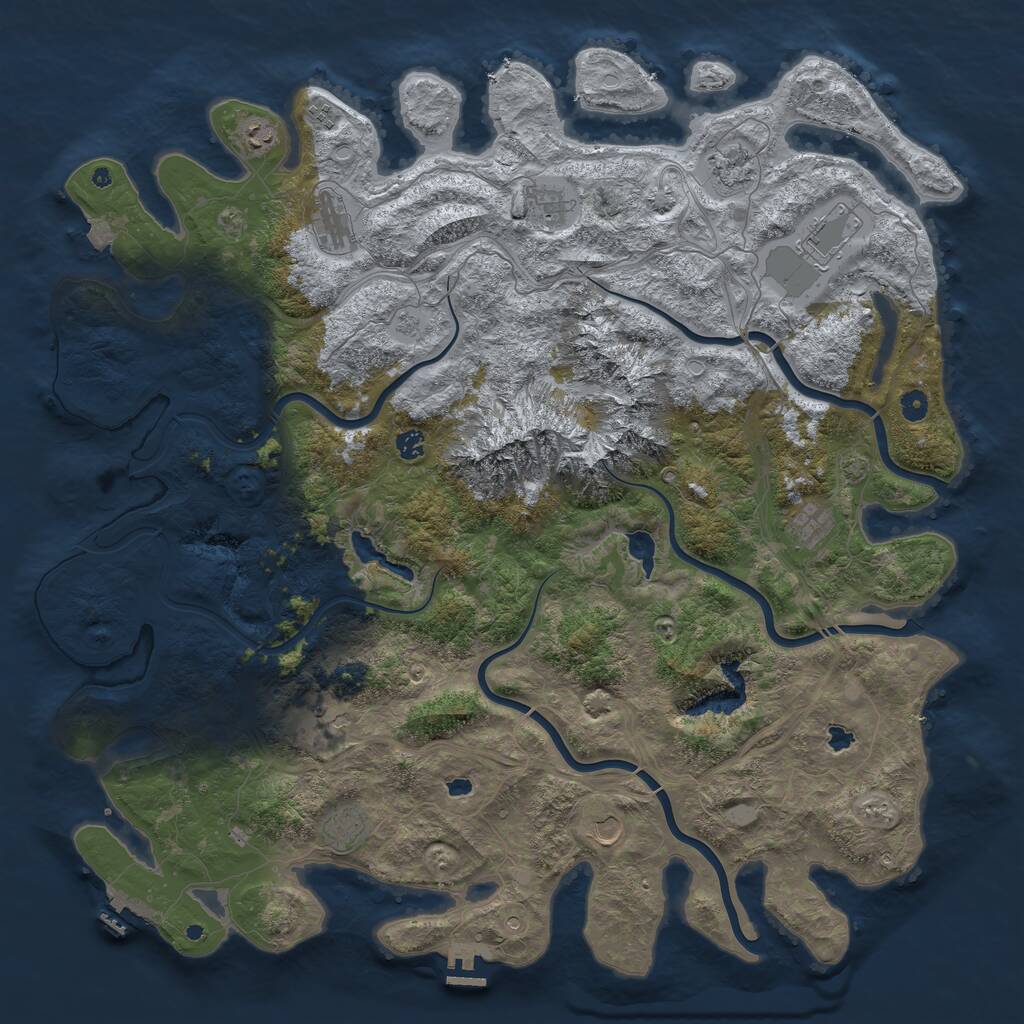Rust Map: Procedural Map, Size: 5200, Seed: 1827896930, 17 Monuments