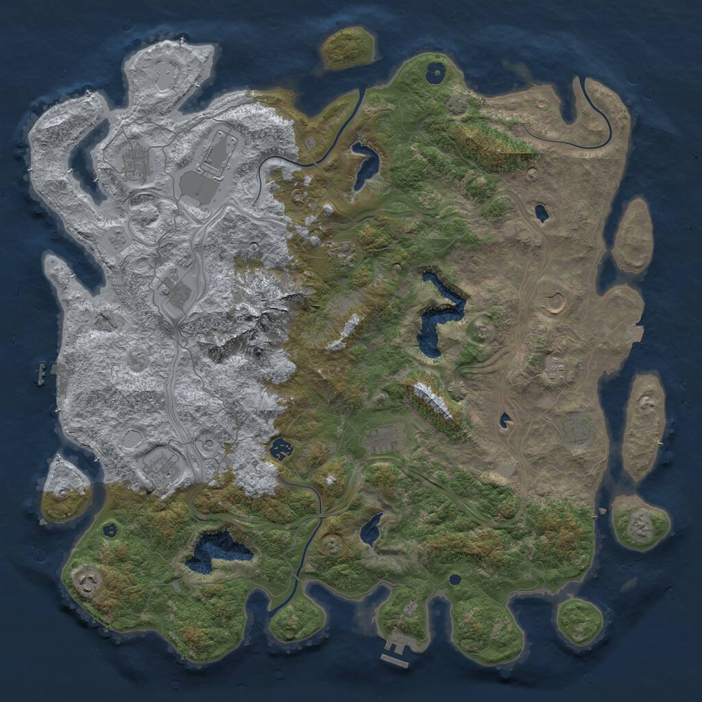 Rust Map: Procedural Map, Size: 5000, Seed: 4300, 17 Monuments